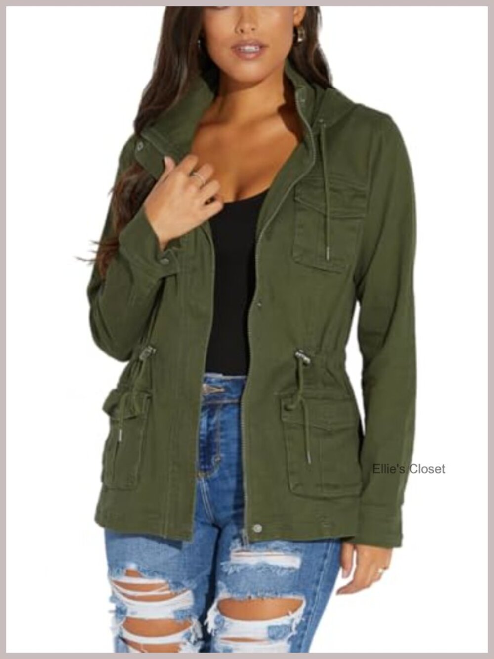 Women's Lightweight Military Utility Jacket with Pockets Fall Casual